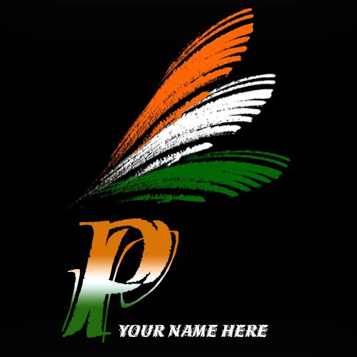 Write your name on P alphabet indian flag images