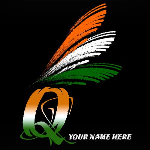 Write your name on Q alphabet indian flag images