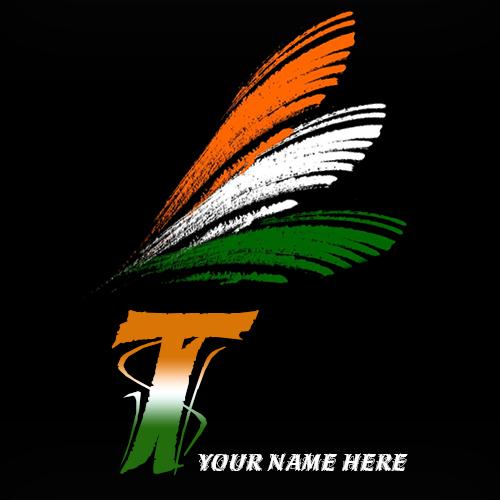 Write your name on T alphabet indian flag images