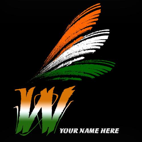Write your name on W alphabet indian flag images