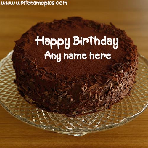 chocolate birthday cake with name and photo edit