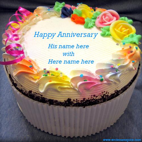 colorful wedding anniversary cake with name