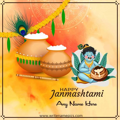 customized happy janmashtami wishes card free with name