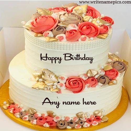 flower birthday cake with name edit
