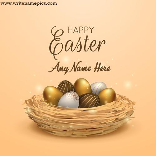 happy Easter day wishes card with name edit