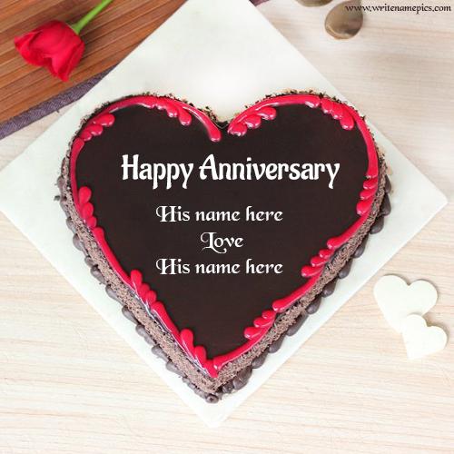 happy anniversary cake with name and photo edit