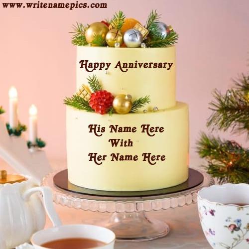 happy anniversary cake with name edit online