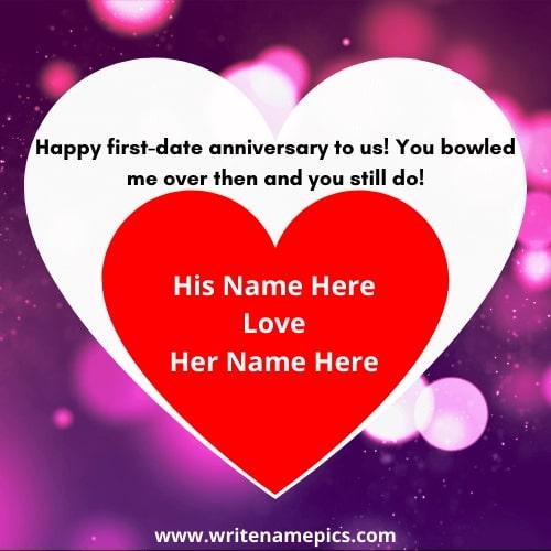 happy anniversary greeting card with name editor