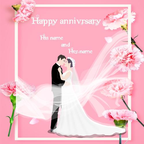 happy anniversary greetingcard with name pic