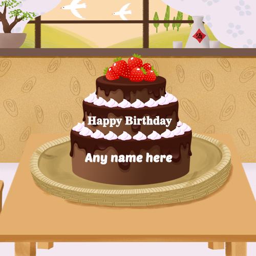 happy birthday chocolate cake with name edit online