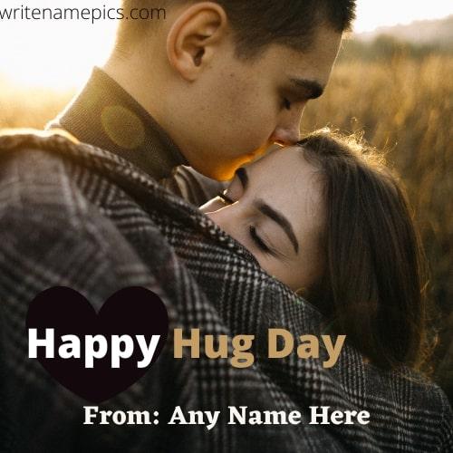 happy hug day card with name edit pics