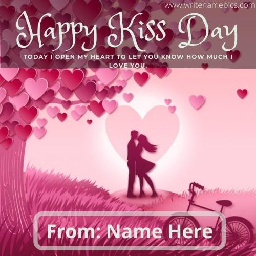 happy kiss day card with name edit online