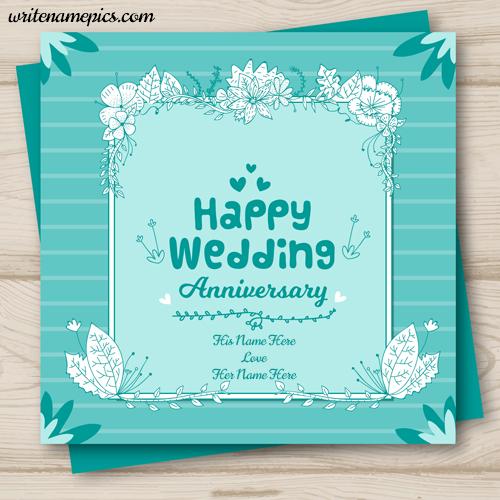 Write your name on Happy anniversary Wishes Card
