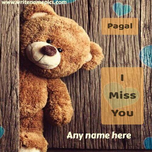 i miss you card with name pic free edit