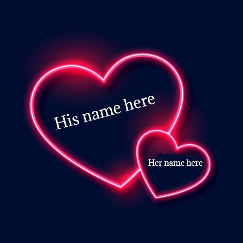 love lighting heart pic with couple name edit
