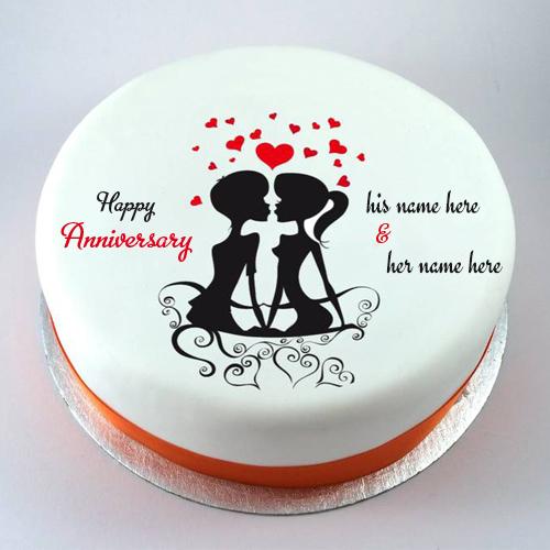 lovely couple wedding anniversary cake with name