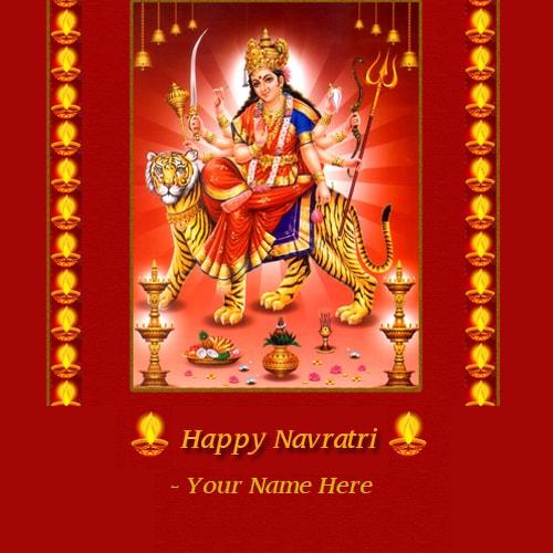 name on happy navratri wishes with maa ambe images