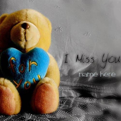 name on i miss you teddy bear picture