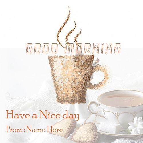 print name good morning image with coffee cup