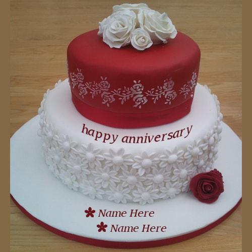 red and white anniversary wishes cakes