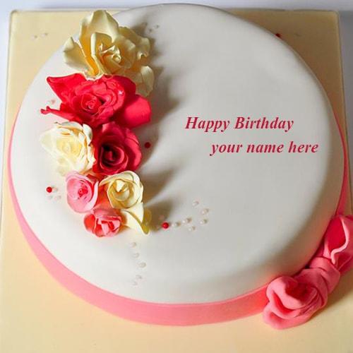 rose flowers happy birthday cake images name editor
