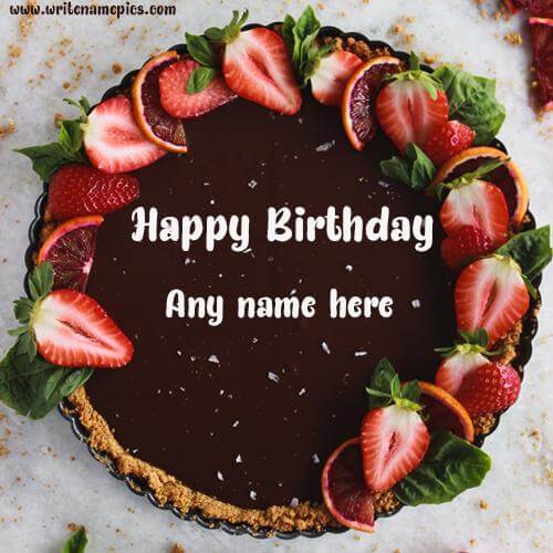 strawberry birthday cake with name edit