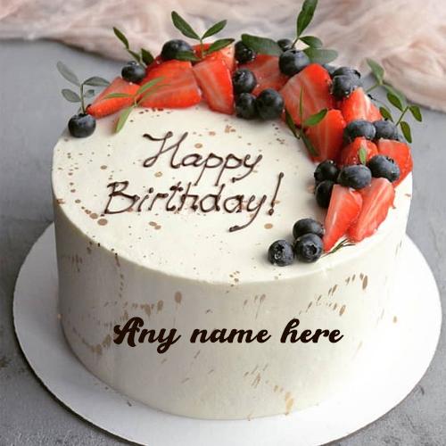 strawberry birthday cake with name free edit
