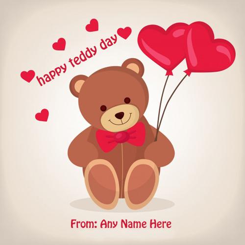 teddy bear day wishes card with name images
