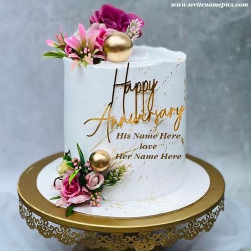wedding anniversary cake with couple name free edit
