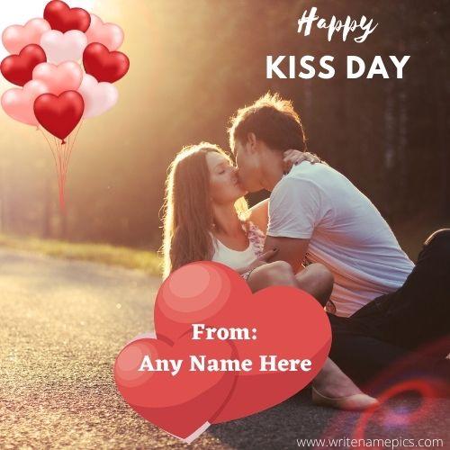 write Name on Happy Kiss Day 2022 Card with name edit