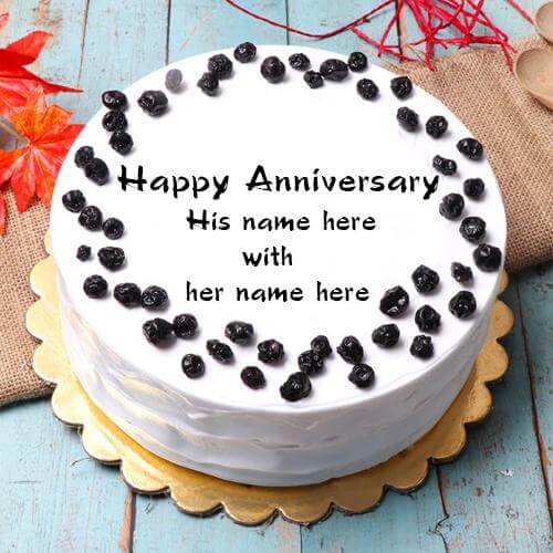 write a name on happy anniversary cake with couple name edit