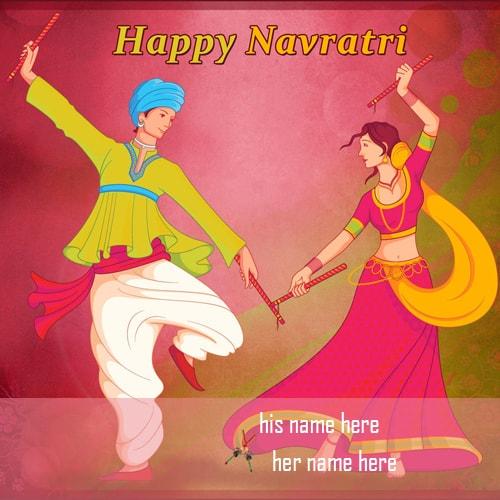 write couple name happy navratri wishes images