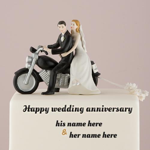 write name on bike couple wedding anniversary cake images