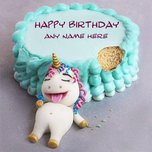write name on happy birthday cake with cute teddy images