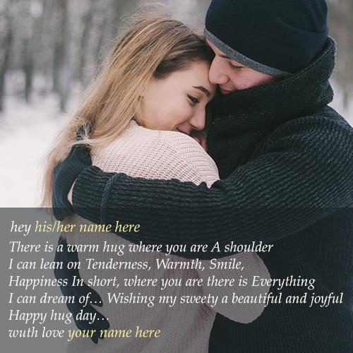 write name on happy hug day 2018 wishes images with name
