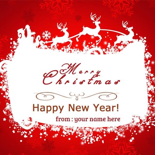 write name on merry christmas happy new year wishes cards