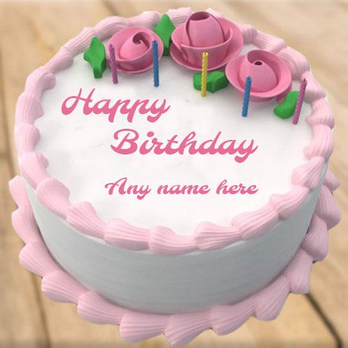 write your name on rose flower birthday cake