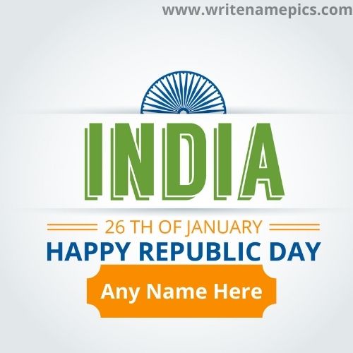 26th January Happy Republic Day Card with Name