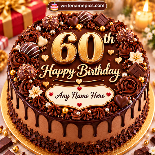 60th Birthday Cake with Name Edit Online Free