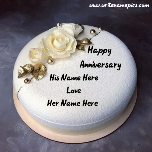 Anniversary Cake Greetings with Name Online Editor