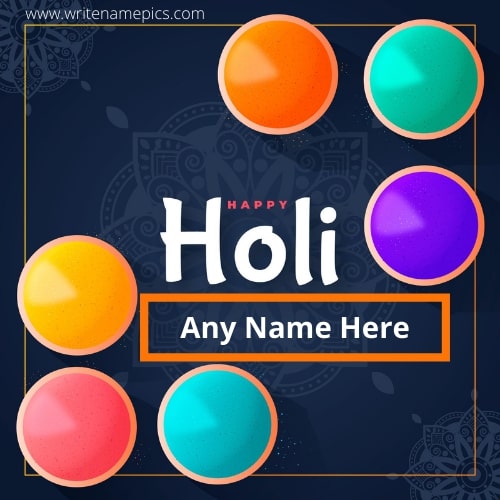 Beautiful Happy Holi Greetings Card with Name editor