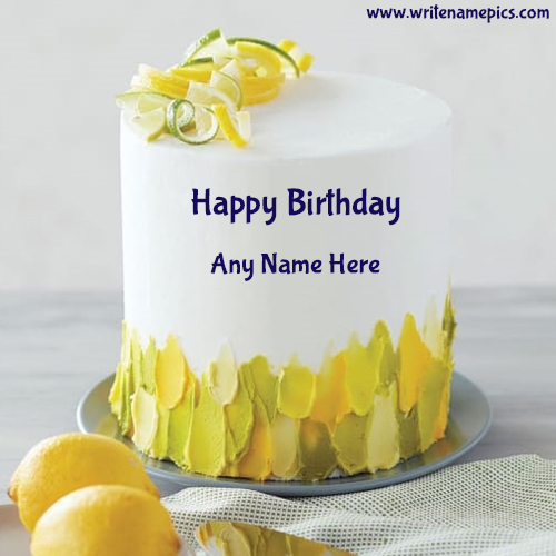 Beautiful Lemon Birthday Cake with Name