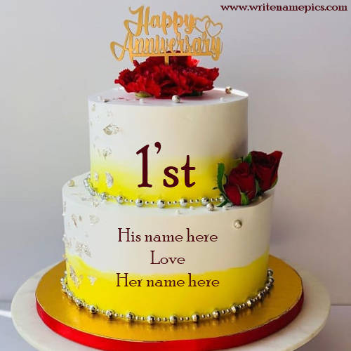 Best First Anniversary wishes Cake With Name Pic
