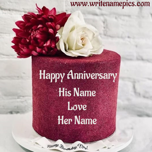 Best Happy Anniversary wishes Cake with Name editor