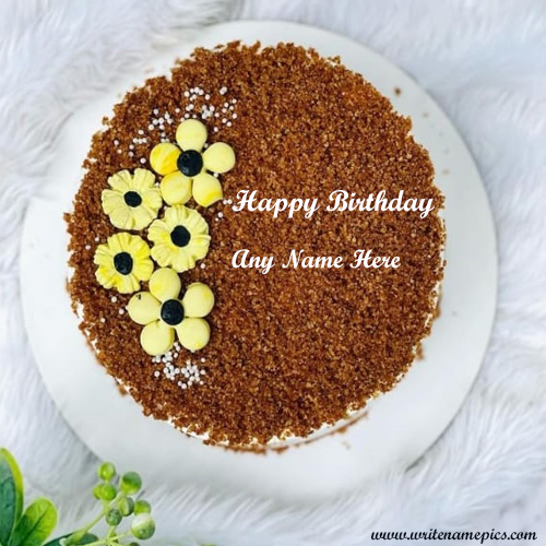 Chocolate Happy birthday cake with name pic