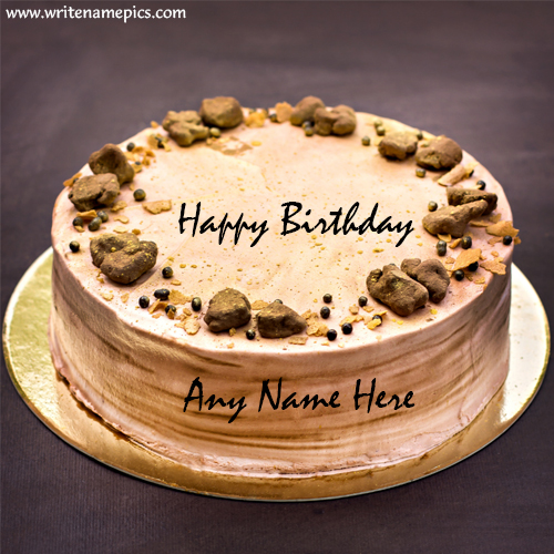 Chocolate flavored Happy Birthday Cake with name pic
