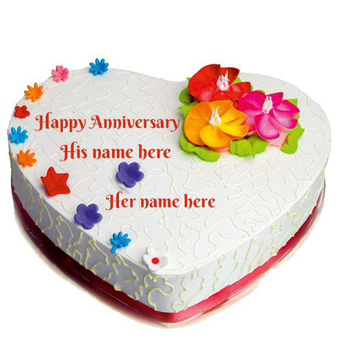 Colourful flower Happy Anniversary cake