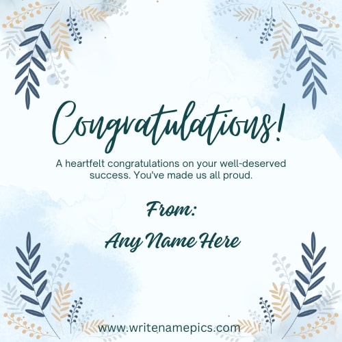 Congratulations wishing card for anyone with name