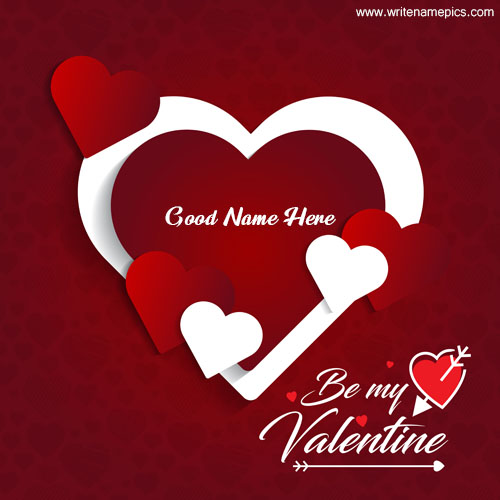 Create Happy Valentines Day greeting card with name