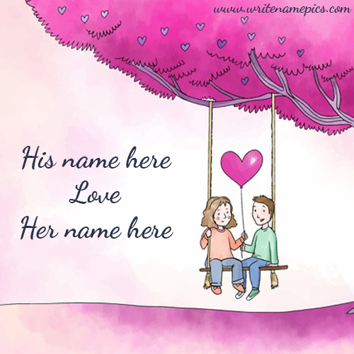 Cute love Couple Image with Couple Name Online Editor